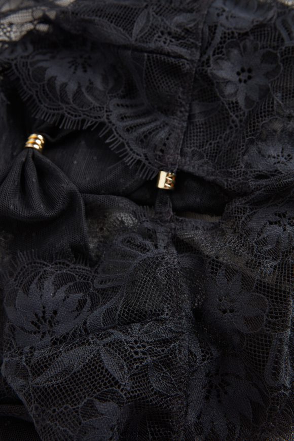 moterys juodas jausmingų gėlių tiulio ir nėrinių bodis Intimissimi drabužiai 248BPB1204