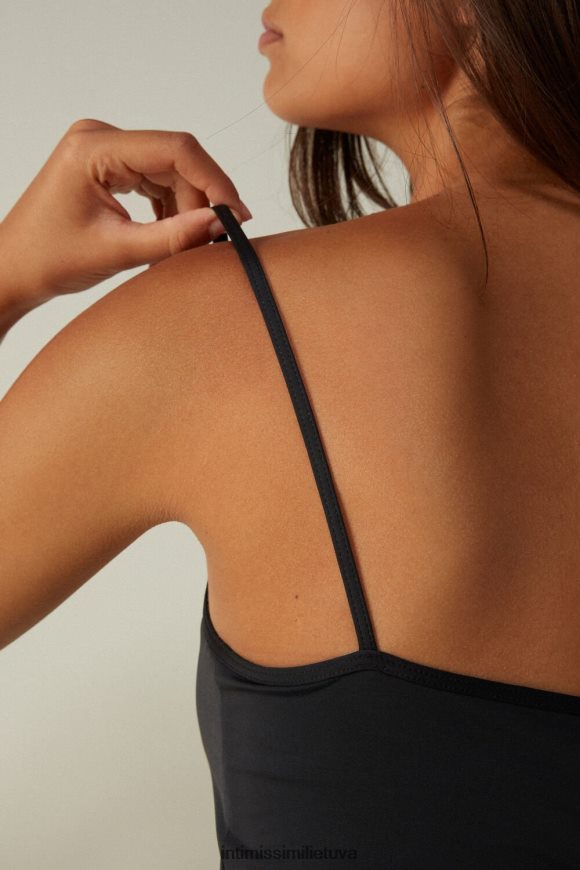 moterys juodas georgette-Ruffle mikropluošto šlifuoklis Intimissimi drabužiai 248BPB1257