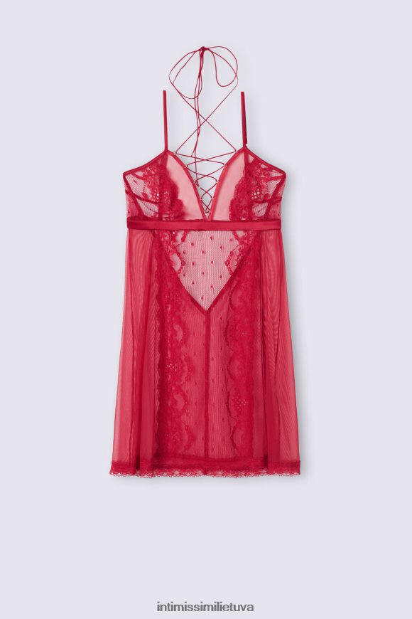 moterys sandarinimo vaškas raudonas nuodėmingos fantazijos nėriniai ir tiulis babydoll Intimissimi drabužiai 248BPB1212