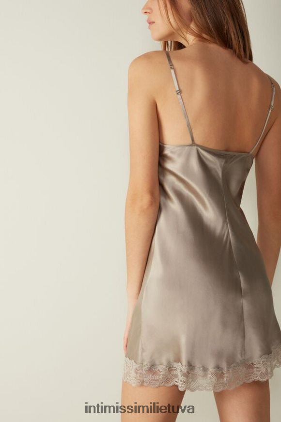 moterys smėlio spalvos pudra šilkinis dėklas su nėrinių įdėklu Intimissimi drabužiai 248BPB1236