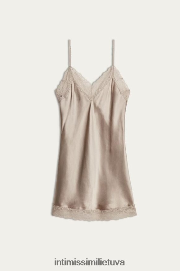 moterys smėlio spalvos pudra šilkinis dėklas su nėrinių įdėklu Intimissimi drabužiai 248BPB1236