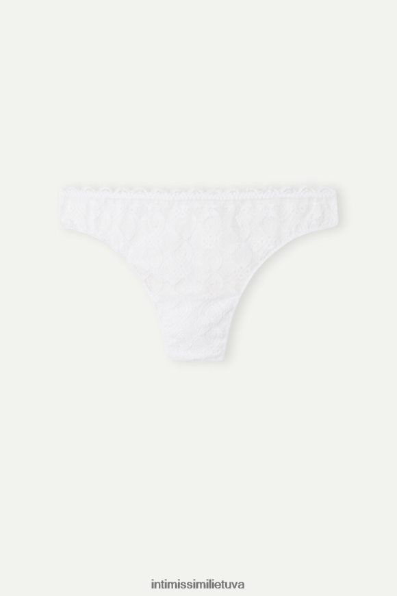 moterys baltas nėrinių ir mikropluošto braziliškos kelnaitės Intimissimi apatinis trikotažas 248BPB1078