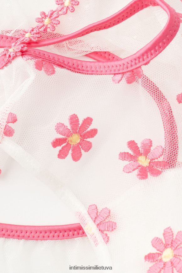 moterys fuksija/milteliai balti mielos kaip ramunės 80-ųjų stiliaus braziliškos kelnaitės Intimissimi apatinis trikotažas 248BPB936