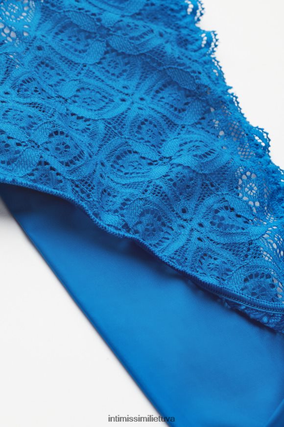 moterys jūrinė mėlyna nėrinių ir mikropluošto braziliškos kelnaitės Intimissimi apatinis trikotažas 248BPB914