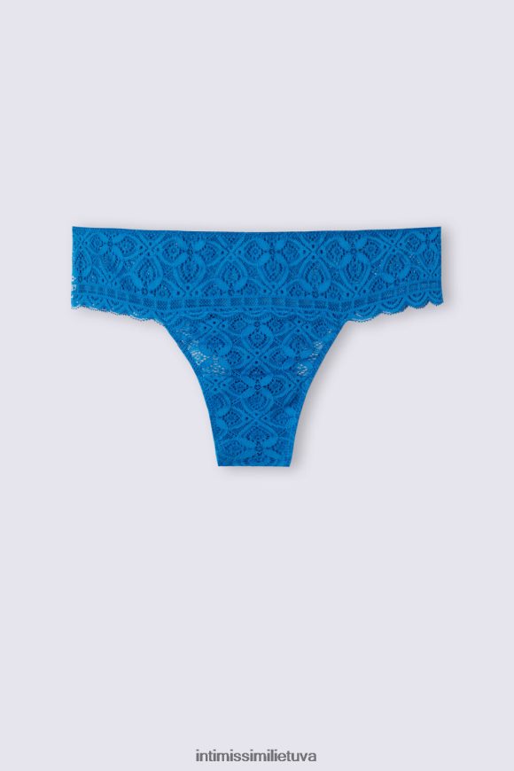 moterys jūrinė mėlyna nėriniuotos braziliškos kelnaitės Intimissimi apatinis trikotažas 248BPB878