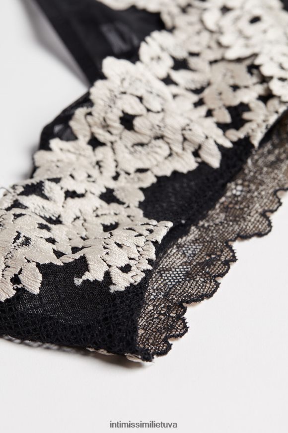 moterys juoda/dramblio kaulo Gražios gėlės braziliškos kelnaitės Intimissimi apatinis trikotažas 248BPB1166