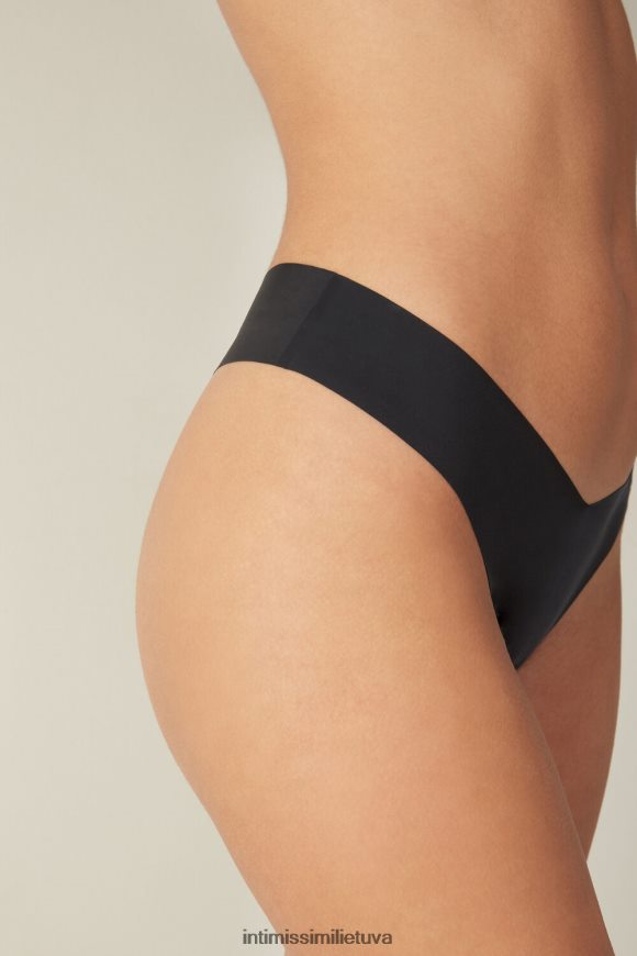 moterys juodas 80-ųjų stiliaus itin lengvos braziliškos mikropluošto kelnės Intimissimi apatinis trikotažas 248BPB1116