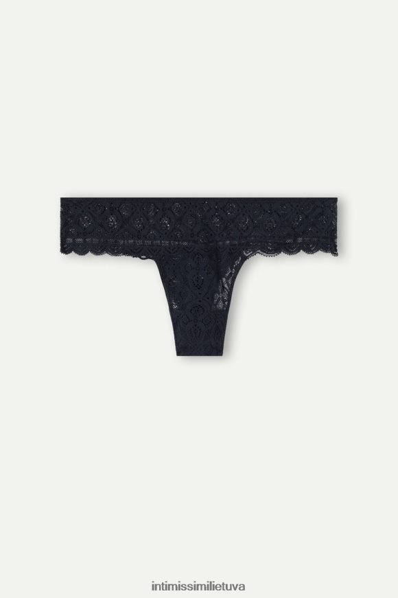 moterys juodas nėriniuotos braziliškos kelnaitės Intimissimi apatinis trikotažas 248BPB1084