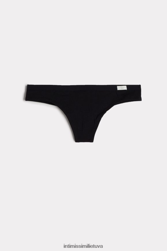 moterys juodas natūralios medvilnės braziliškos kelnaitės Intimissimi apatinis trikotažas 248BPB1195
