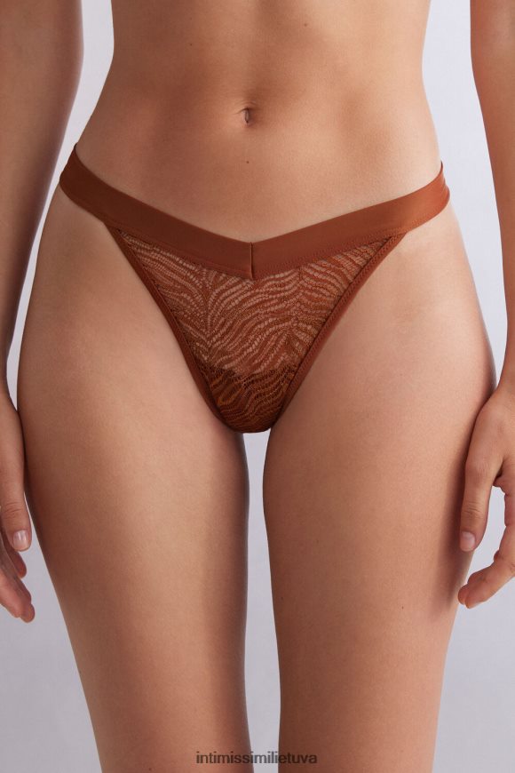 moterys lengvo cinamono 80-ųjų stiliaus braziliškos kelnaitės Intimissimi apatinis trikotažas 248BPB842