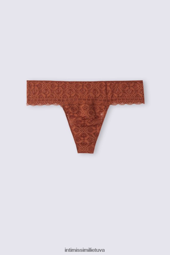 moterys lengvo cinamono nėriniuotos braziliškos kelnaitės Intimissimi apatinis trikotažas 248BPB874