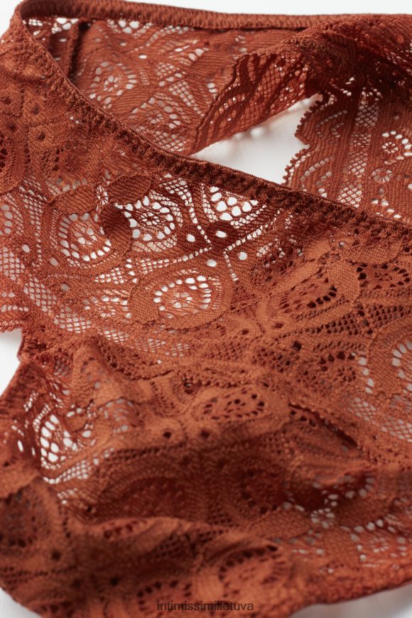 moterys lengvo cinamono nėriniuotos braziliškos kelnaitės Intimissimi apatinis trikotažas 248BPB874