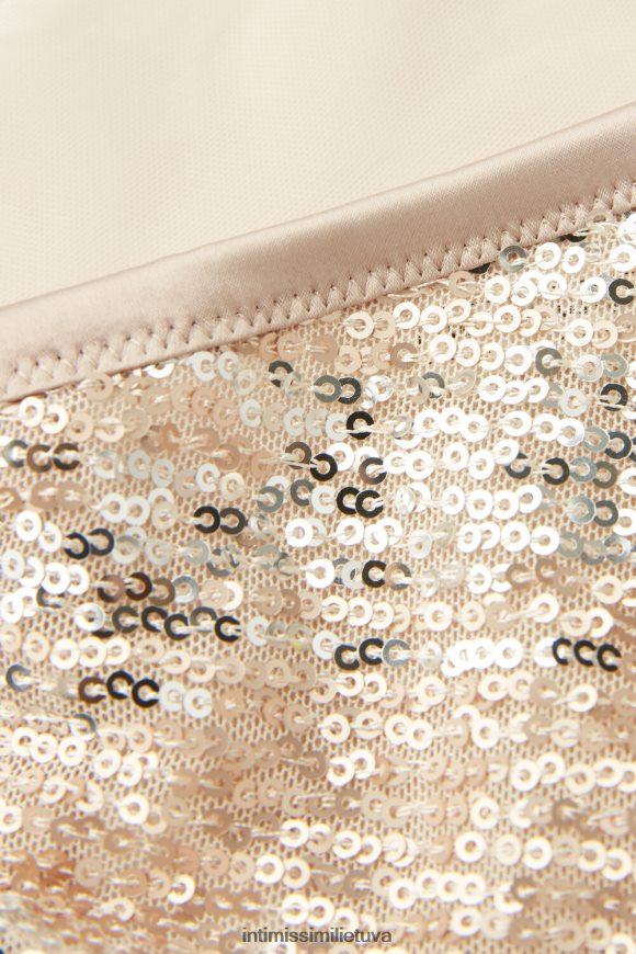 moterys natūralus/sidabras blizgančios žavingos braziliškos kelnaitės su šoniniais dirželiais Intimissimi apatinis trikotažas 248BPB940