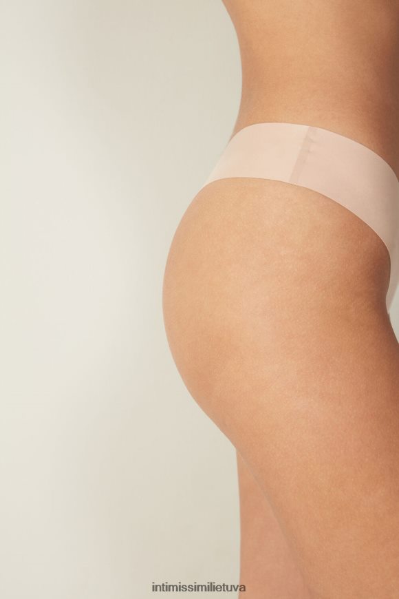 moterys švelnus smėlio spalvos 80-ųjų stiliaus itin lengvos braziliškos mikropluošto kelnės Intimissimi apatinis trikotažas 248BPB1115