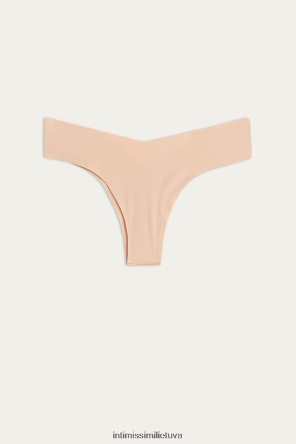 moterys švelnus smėlio spalvos 80-ųjų stiliaus itin lengvos braziliškos mikropluošto kelnės Intimissimi apatinis trikotažas 248BPB1115