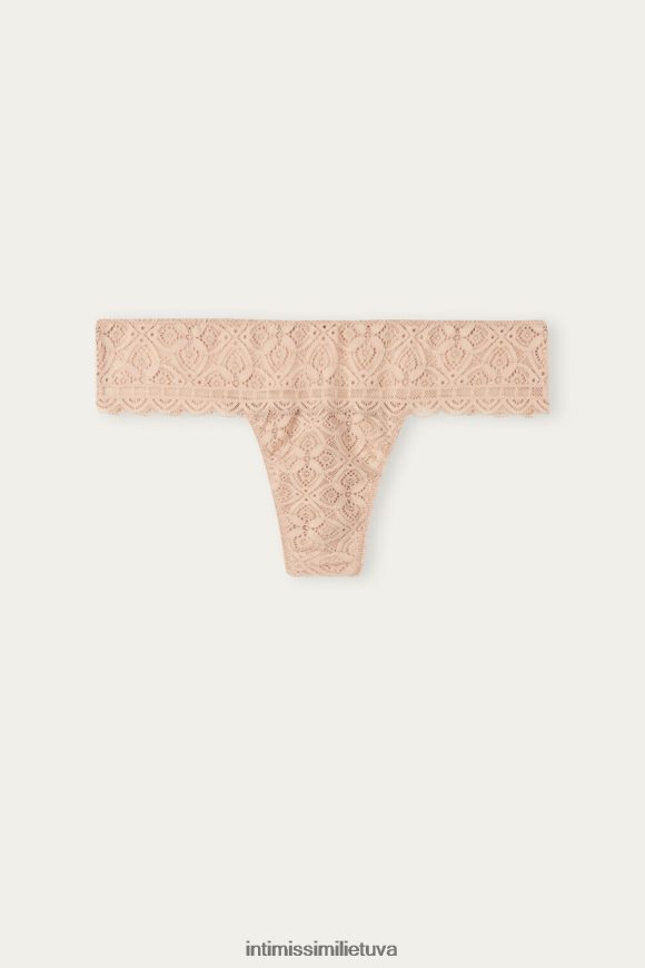moterys švelnus smėlio spalvos nėriniuotos braziliškos kelnaitės Intimissimi apatinis trikotažas 248BPB1085