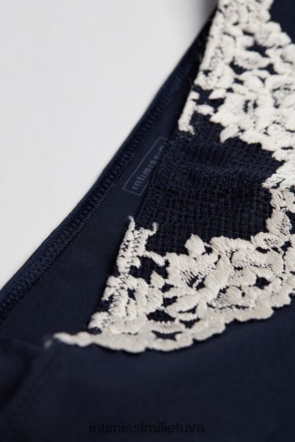 moterys giliai mėlyna/vanilė gražių gėlių besiūlės medvilninės kelnaitės Intimissimi apatinis trikotažas 248BPB1151