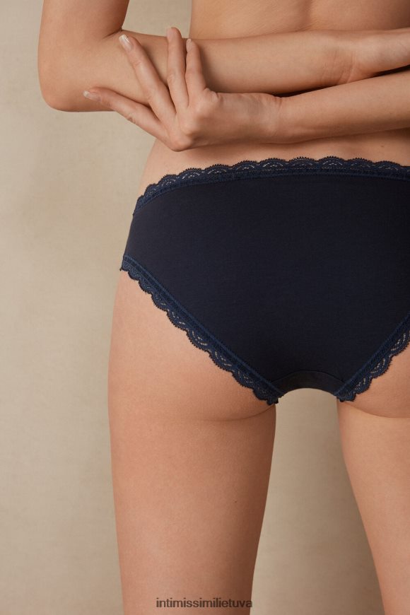 moterys intensyvi mėlyna medvilninės ir nėrinių kelnaitės Intimissimi apatinis trikotažas 248BPB1005