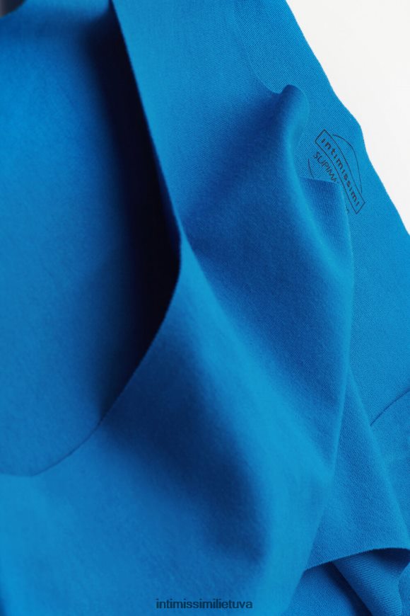 moterys jūrinė mėlyna neapdoroto kirpimo medvilninės kelnaitės Intimissimi apatinis trikotažas 248BPB915