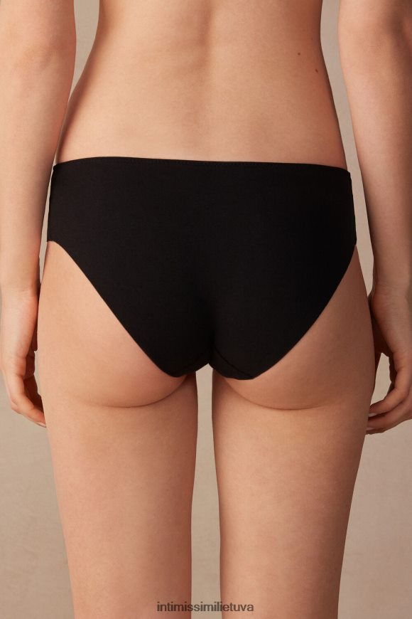 moterys juoda/dramblio kaulo gražių gėlių besiūlės medvilninės kelnaitės Intimissimi apatinis trikotažas 248BPB1148