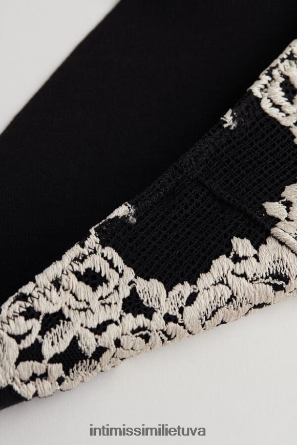 moterys juoda/dramblio kaulo gražių gėlių besiūlės medvilninės kelnaitės Intimissimi apatinis trikotažas 248BPB1148