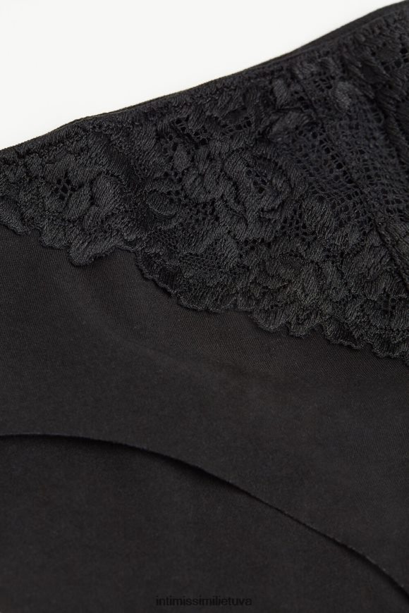 moterys juodas gražių gėlių besiūlės medvilninės kelnaitės Intimissimi apatinis trikotažas 248BPB1045