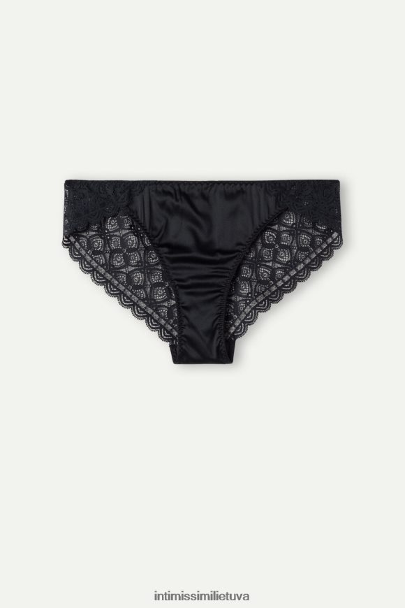 moterys juodas šilko ir nėrinių kelnaitės Intimissimi apatinis trikotažas 248BPB1132