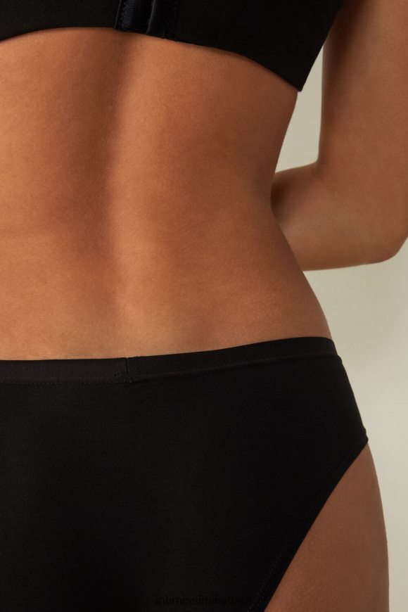 moterys juodas natūralios medvilnės kelnaitės Intimissimi apatinis trikotažas 248BPB1197