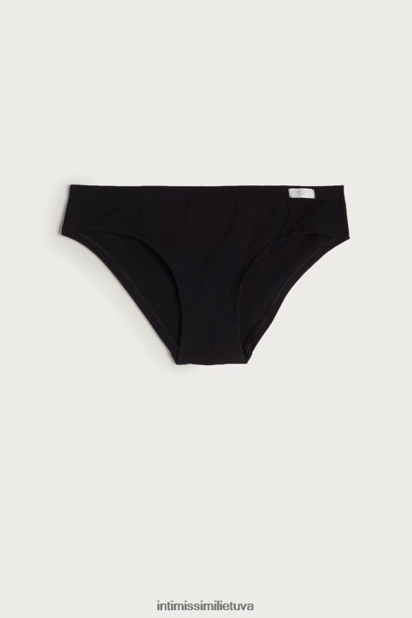 moterys juodas natūralios medvilnės kelnaitės Intimissimi apatinis trikotažas 248BPB1197