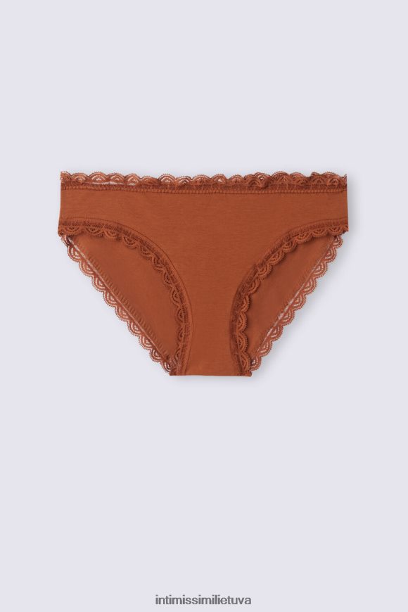 moterys lengvo cinamono medvilninės ir nėrinių kelnaitės Intimissimi apatinis trikotažas 248BPB912