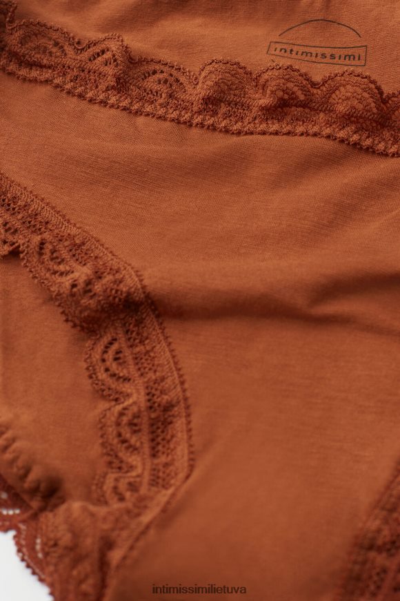 moterys lengvo cinamono medvilninės ir nėrinių kelnaitės Intimissimi apatinis trikotažas 248BPB912