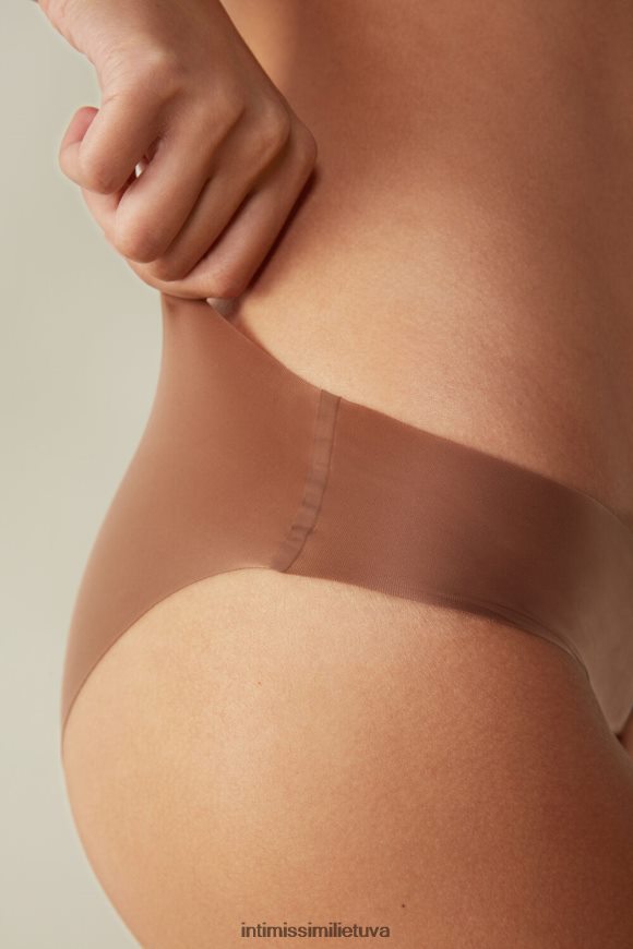 moterys tamsiai smėlio spalvos besiūlės mikropluošto prigludusios kelnaitės Intimissimi apatinis trikotažas 248BPB1137