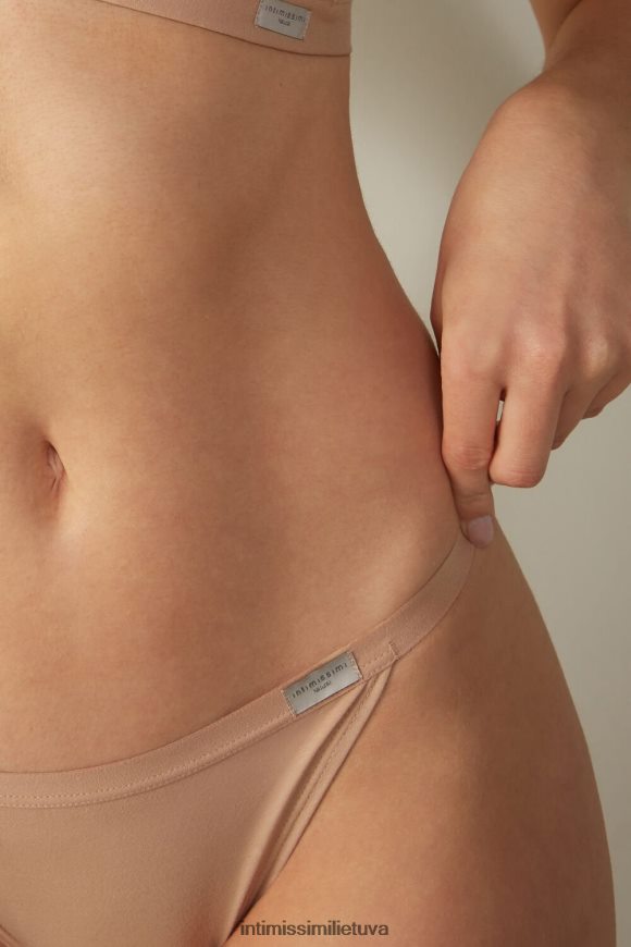 moterys švelnus smėlio spalvos natūralios medvilnės kelnaitės su šoniniais dirželiais Intimissimi apatinis trikotažas 248BPB1110