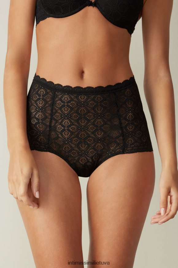 moterys juodas daugiaaukštės nėriniuotos prancūziškos kelnaitės Intimissimi apatinis trikotažas 248BPB1067