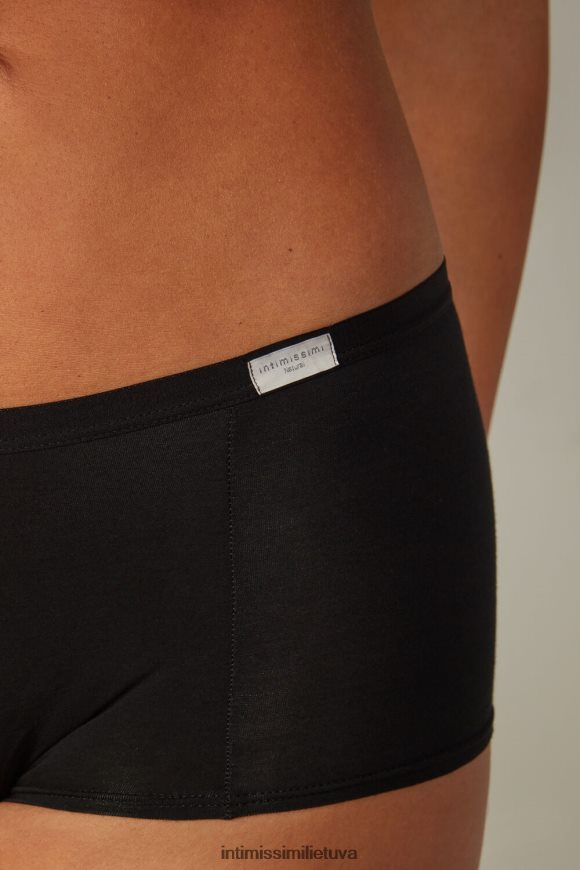 moterys juodas natūralios medvilnės trumpos kelnaitės Intimissimi apatinis trikotažas 248BPB1196
