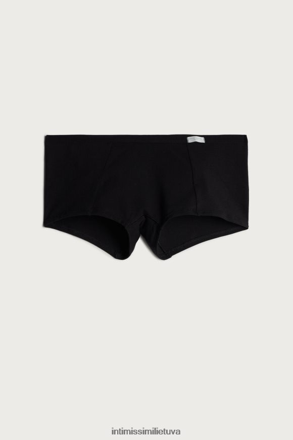 moterys juodas natūralios medvilnės trumpos kelnaitės Intimissimi apatinis trikotažas 248BPB1196