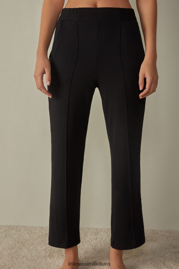 moterys juodas modalinė vilna su kašmyro palazzo kelnėmis Intimissimi drabužiai 248BPB1380