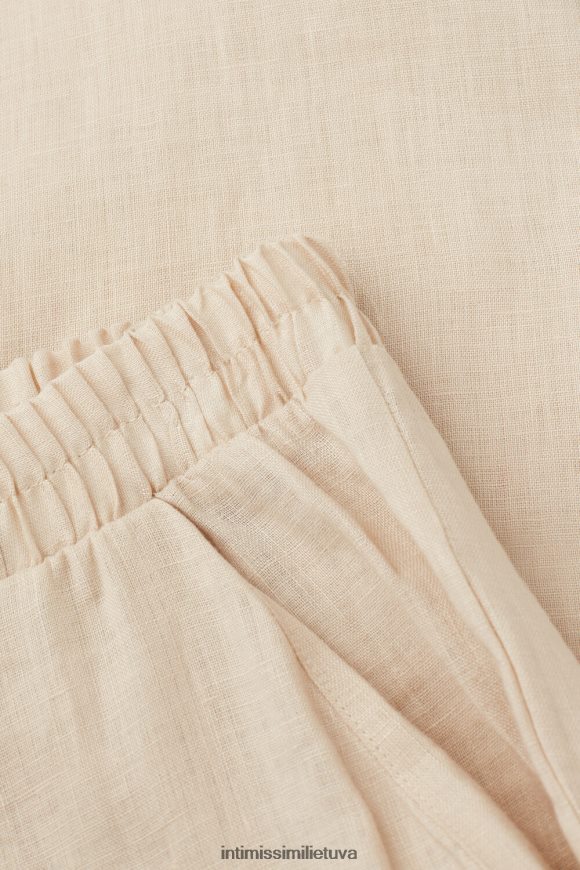 moterys smėlio spalvos virvė paprasto pynimo lininės kelnės Intimissimi drabužiai 248BPB1292