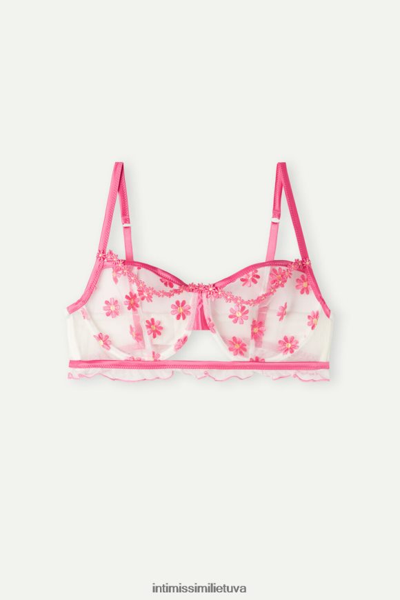 moterys fuksija/milteliai balti miela kaip ramunės balconette liemenėlė Intimissimi apatinis trikotažas 248BPB531