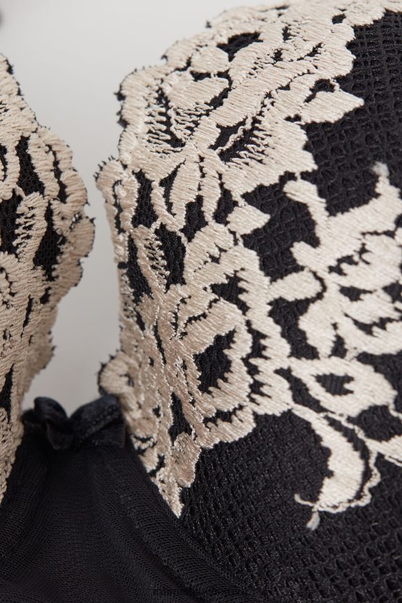 moterys juoda/dramblio kaulo gražių gėlių sofia balconette liemenėlė Intimissimi apatinis trikotažas 248BPB647