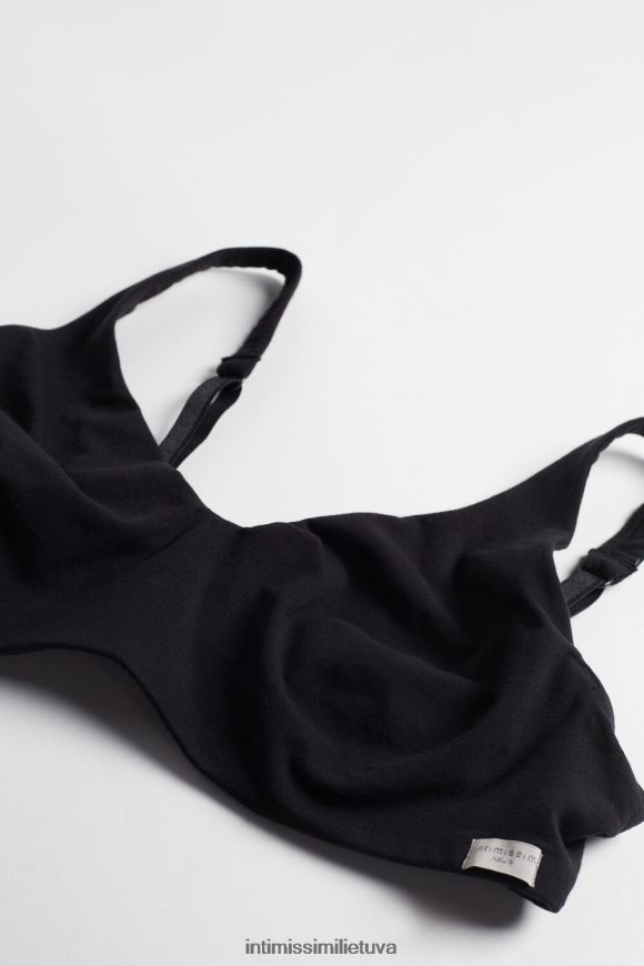 moterys juodas greta natūralios medvilnės balconette liemenėlė Intimissimi apatinis trikotažas 248BPB762