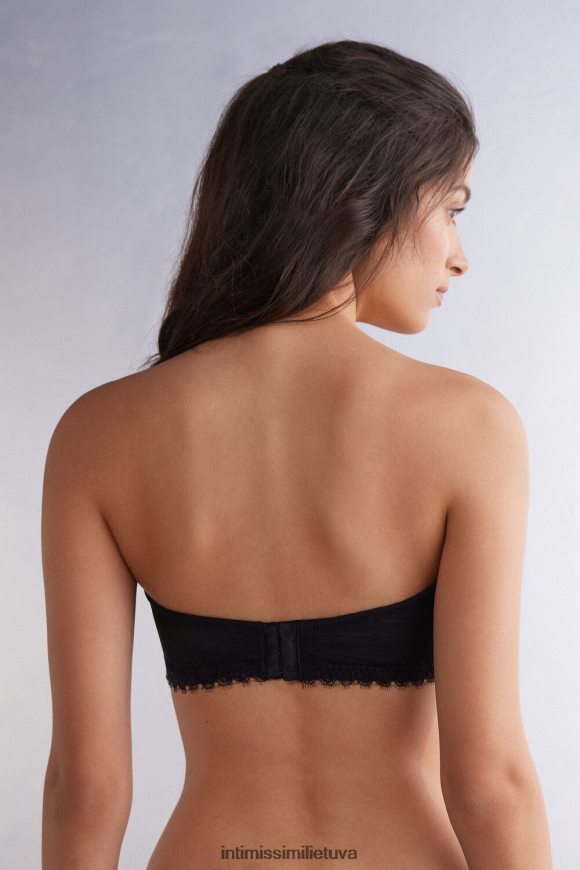 moterys juodas jausmingos gėlės balconette bandeau liemenėlė Intimissimi apatinis trikotažas 248BPB476