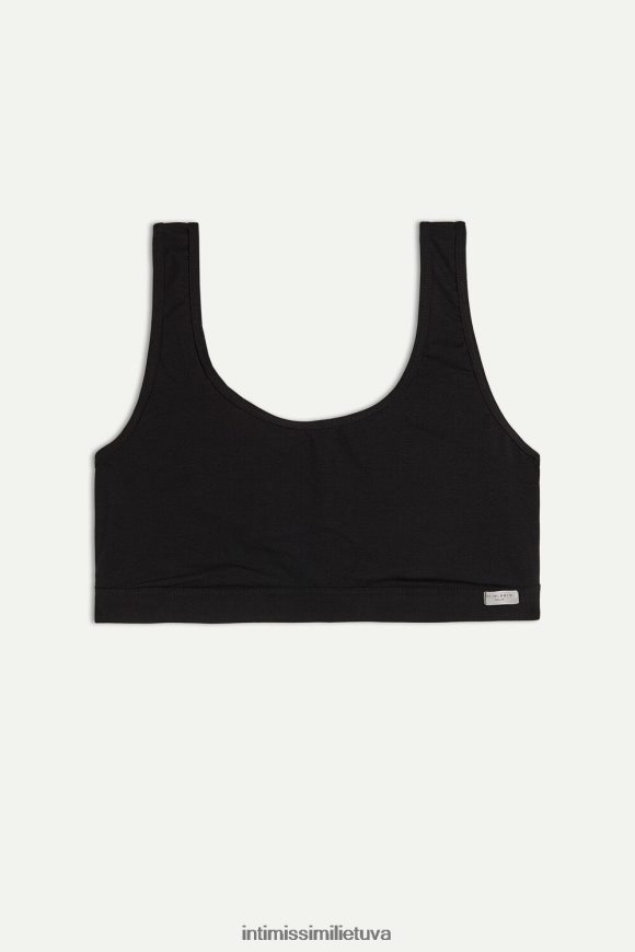 moterys juodas natūralios medvilnės liemenėlė Intimissimi apatinis trikotažas 248BPB757