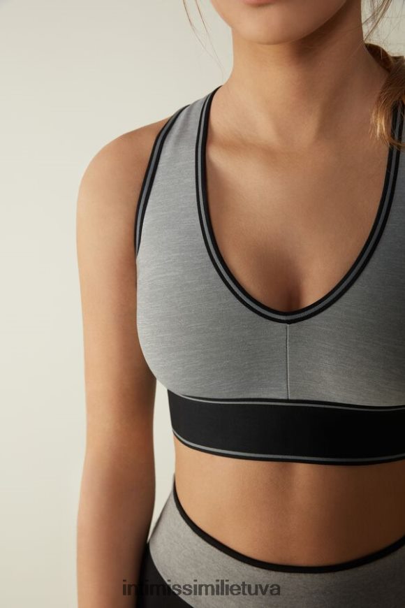 moterys vidurio pilka melanžinė/juoda veikianti liemenėlė su supima medvilniniu pamušalu Intimissimi apatinis trikotažas 248BPB742