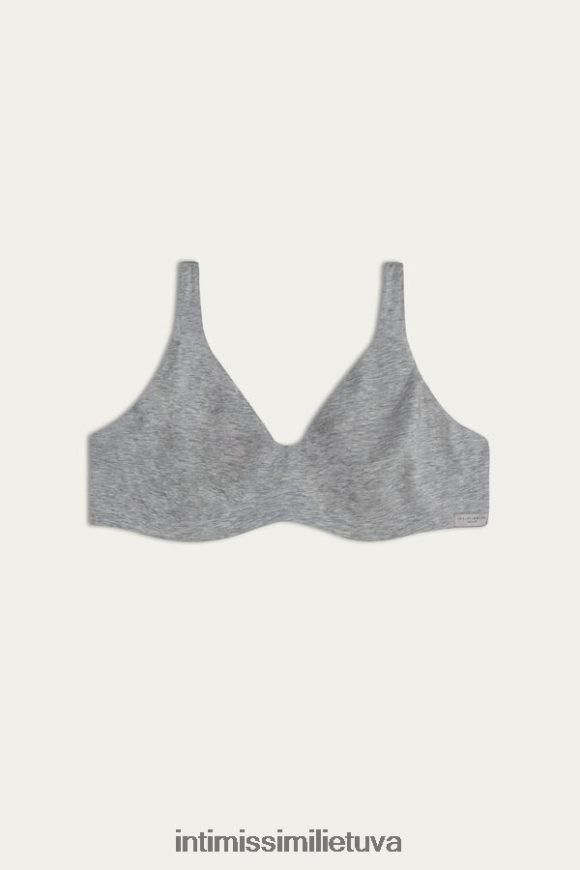 moterys šviesiai pilkas melanžas greta natūralios medvilnės balconette liemenėlė Intimissimi apatinis trikotažas 248BPB761