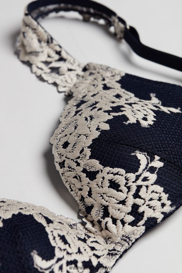 moterys giliai mėlyna/vanilė gražių gėlių gioia super push-up liemenėlė Intimissimi apatinis trikotažas 248BPB783
