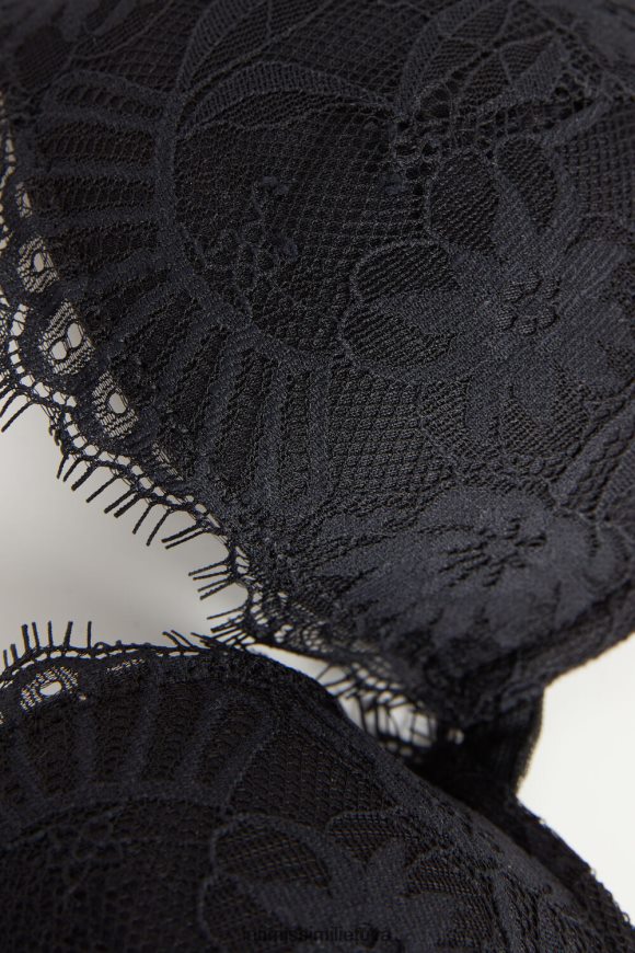 moterys juodas bellissima jausmingos gėlės push-up liemenėlė Intimissimi apatinis trikotažas 248BPB474