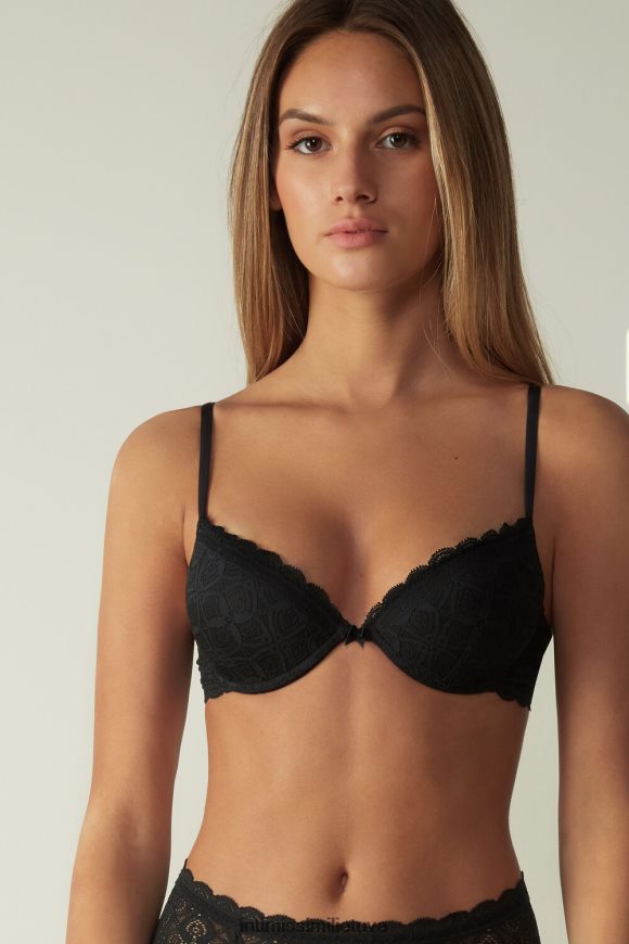 moterys juodas bellissima nėriniuota push-up liemenėlė Intimissimi apatinis trikotažas 248BPB712