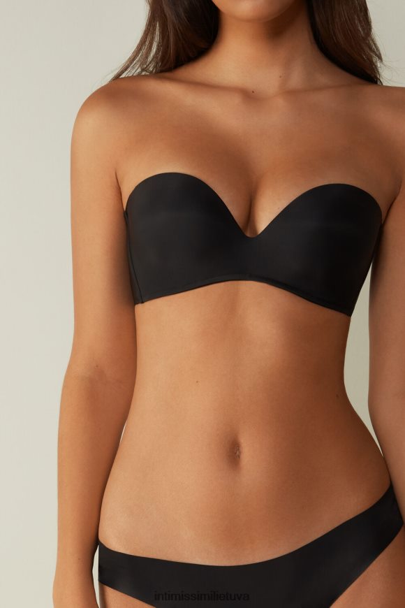 moterys juodas daila ultralengva mikropluošto bandeau liemenėlė Intimissimi apatinis trikotažas 248BPB758