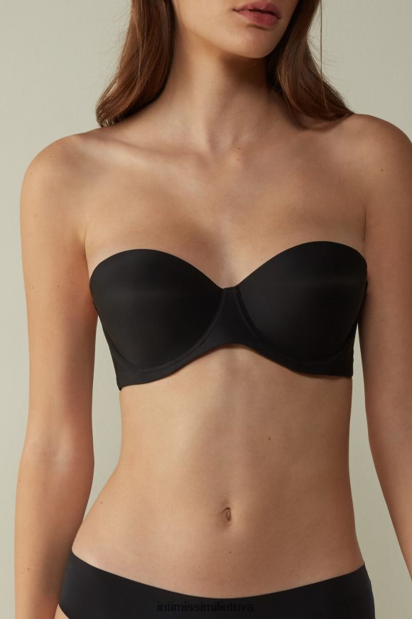 moterys juodas giada mikropluošto bandeau liemenėlė Intimissimi apatinis trikotažas 248BPB809